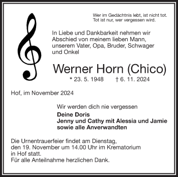 Traueranzeige von Werner Horn von Frankenpost