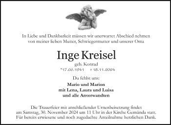 Traueranzeige von Inge Kreisel von Neue Presse Coburg