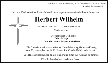 Traueranzeige von Herbert Wilhelm von Frankenpost