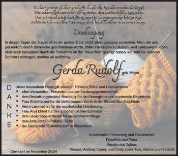 Traueranzeige von Gerda Rudolf von Südthüringer Presse