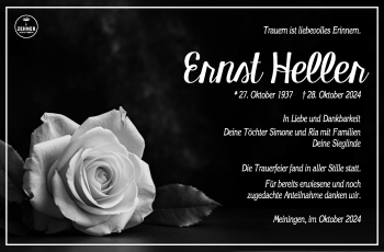 Traueranzeige von Ernst Heller von Südthüringer Presse