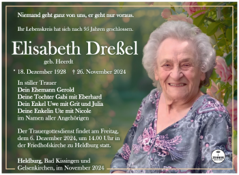 Traueranzeige von Elisabeth Dreßel von Südthüringer Presse
