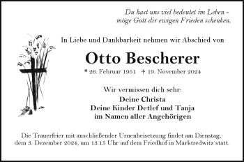 Traueranzeige von Otto Bescherer von Frankenpost