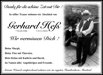 Traueranzeige von Gerhard Heß von Südthüringer Presse