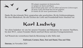 Traueranzeige von Karl Ludwig von Südthüringer Presse