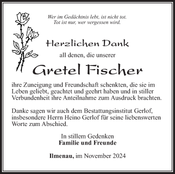 Traueranzeige von Gretel Fischer von Südthüringer Presse