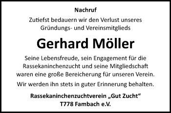 Traueranzeige von Gerhard Möller von Südthüringer Presse