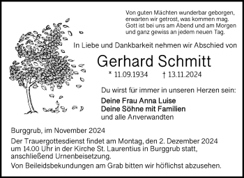Traueranzeige von Gerhard Schmitt von Neue Presse Coburg