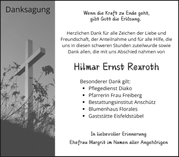 Traueranzeige von Hilmar Rexroth von Südthüringer Presse