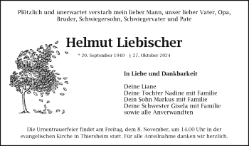 Traueranzeige von Helmut Liebischer von Frankenpost