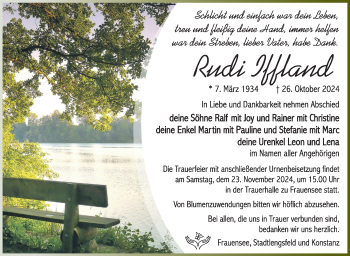 Traueranzeige von Rudi Iffland von Südthüringer Presse