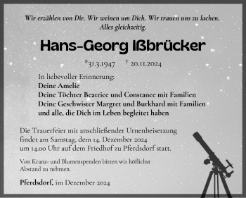 Traueranzeige von Hans-Georg Ißbrücker von Südthüringer Presse