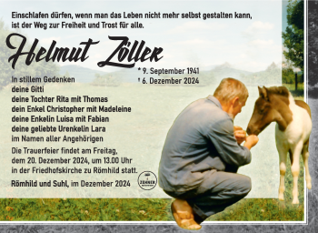 Traueranzeige von Helmut Zöller von Südthüringer Presse