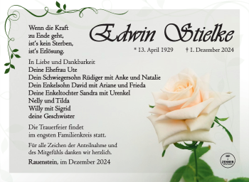 Traueranzeige von Edwin Stielke von Südthüringer Presse