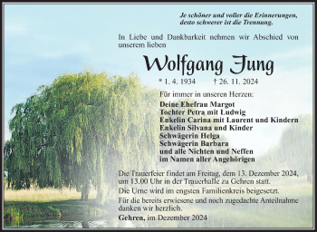 Traueranzeige von Wolfgang Jung von Südthüringer Presse