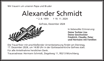 Traueranzeige von Alexander Schmidt von Frankenpost