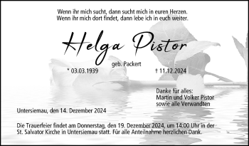 Traueranzeige von Helga Pistor von Neue Presse Coburg