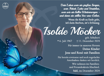 Traueranzeige von Isolde Möcker von Südthüringer Presse
