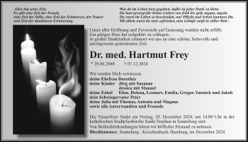 Traueranzeige von Hartmut Frey von Südthüringer Presse