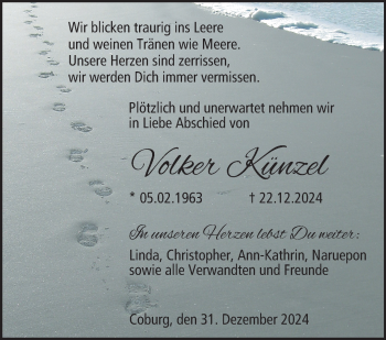 Traueranzeige von Volker Künzel von Neue Presse Coburg