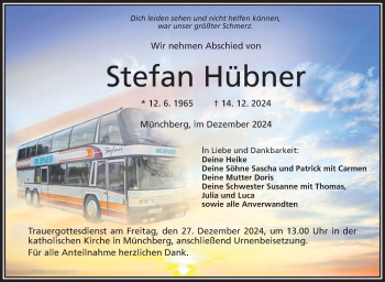 Traueranzeige von Stefan Hübner von Frankenpost