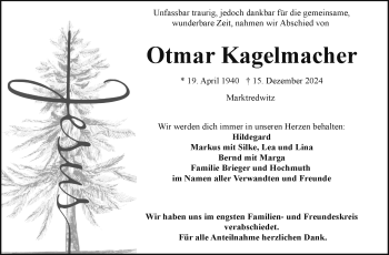 Traueranzeige von Otmar Kagelmacher von Frankenpost