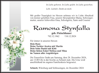 Traueranzeige von Ramona Stynfalla von Südthüringer Presse