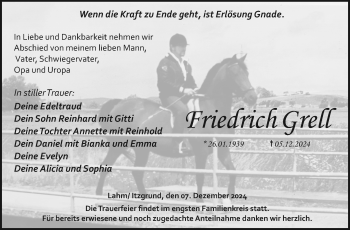 Traueranzeige von Friedrich Grell von Neue Presse Coburg