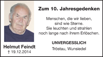 Traueranzeige von Helmut Feindt von Frankenpost