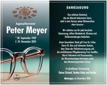 Traueranzeige von Peter Meyer von Südthüringer Presse
