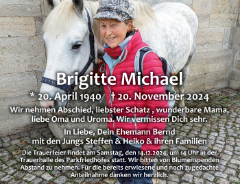 Traueranzeige von Brigitte Michael von Südthüringer Presse