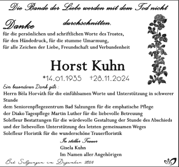 Traueranzeige von Horst Kuhn von Südthüringer Presse