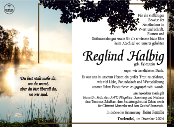 Traueranzeige von Reglind Halbig von Südthüringer Presse
