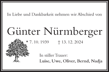 Traueranzeige von Günter Nürmberger von Frankenpost