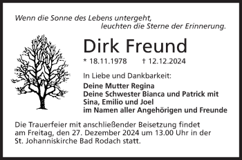 Traueranzeige von Dirk Freund von Neue Presse Coburg