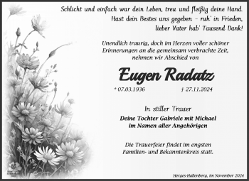 Traueranzeige von Eugen Radatz von Südthüringer Presse