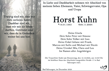 Traueranzeige von Horst Kuhn von Südthüringer Presse