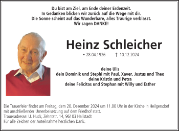 Traueranzeige von Heinz Schleicher von Neue Presse Coburg