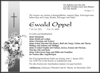 Traueranzeige von Ewald Oppel von Südthüringer Presse