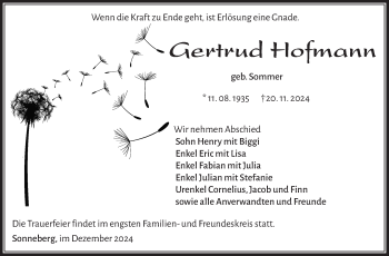 Traueranzeige von Gertrud Hofmann von Südthüringer Presse