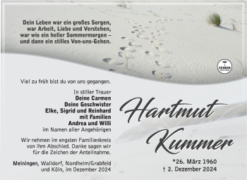 Traueranzeige von Hartmut Kummer von Südthüringer Presse