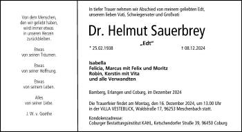 Traueranzeige von Helmut Sauerbrey von Neue Presse Coburg