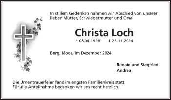 Traueranzeige von Christa Loch von Frankenpost