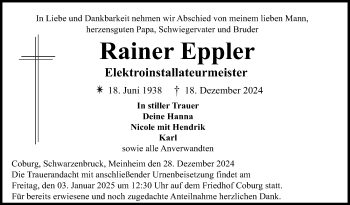 Traueranzeige von Rainer Eppler von Neue Presse Coburg