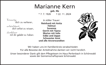 Traueranzeige von Marianne Kern von Frankenpost