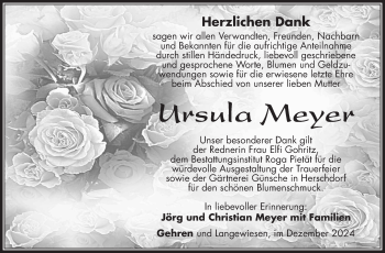 Traueranzeige von Ursula Meyer von Südthüringer Presse