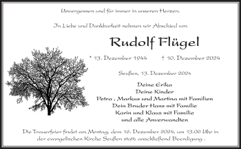 Traueranzeige von Rudolf Flügel von Frankenpost
