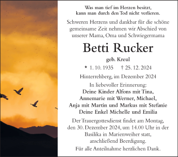 Traueranzeige von Barbara Rucker von Frankenpost