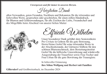 Traueranzeige von Elfriede Wilhelm von Südthüringer Presse