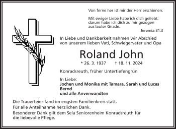 Traueranzeige von Roland John von Frankenpost